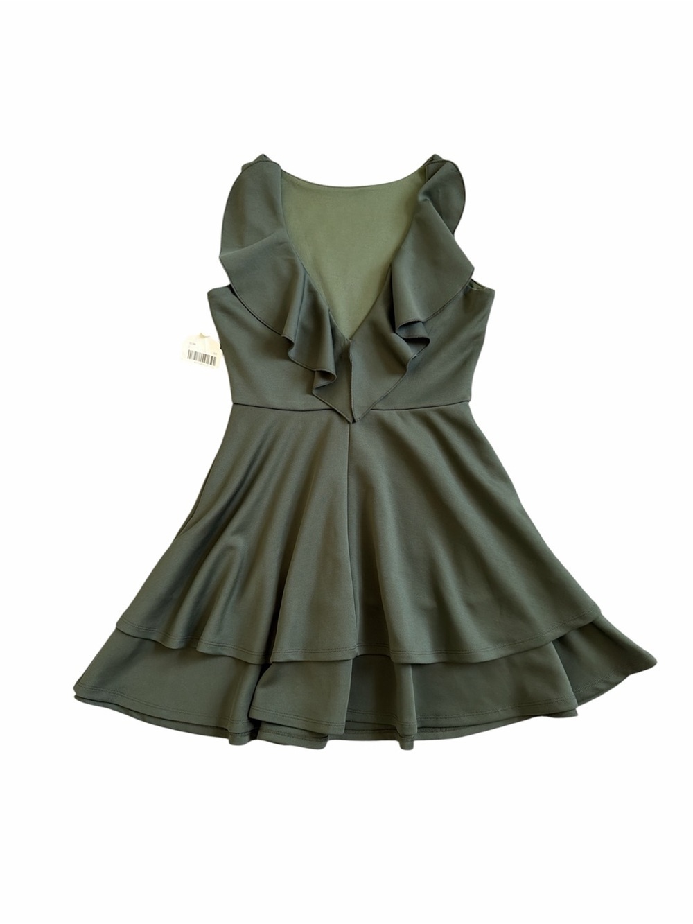 Altar'd State Sullivan Olive Green Ruffle Fit-and-Flare Mini Dress Small